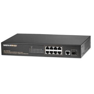 8-Port 10/100BaseT/TX Unmanaged PoE+ Switch plus 1-10/100/1000BaseT/TX Dual Media Port, Desktop