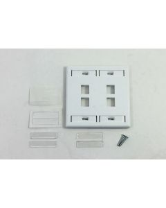 Leviton QuickPort 4 Port Dual Gang Wallplate, White