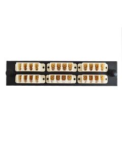 FIS Adapter Plate 6-Pack LC Quad Multimode Beige Adapters Loaded (24 Fibers) Black