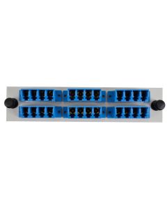 FIS Adapter Plate 6-Pack LC Quad Singlemode Blue Adapters Loaded (24 Fibers) Off White