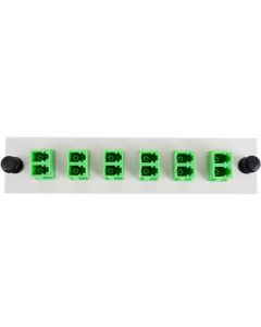 FIS Adapter Plate 6-Pack LC Duplex Singlemode APC Green Adapters Loaded (12 Fibers) Off White