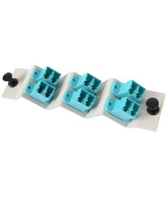 FIS Adapter Plate 6-Pack LC Duplex Multimode (OM3) 10 Gig Aqua Adapters Ports Angled 45 Degrees Loaded (12 Fibers) Off White