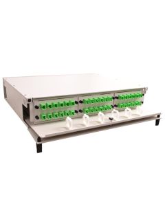 FIS Patch Panel 2RU Holds (6) Adapter Plates Solid Door Unloaded Off White
