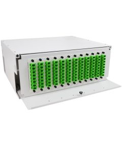 FIS Patch Panel 4RU Holds (12) Adapter Plates Lexan Front Door Unloaded Off White