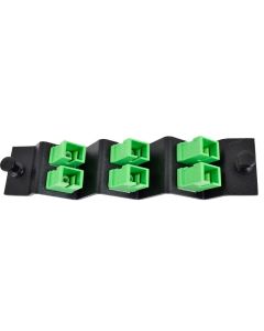 FIS Adapter Plate 6-Pack SC Singlemode APC Green Adapters Ports Angled 45 Degrees Loaded Black