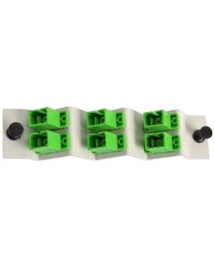 FIS Adapter Plate 6-Pack SC Singlemode APC Green Adapters Ports Angled 45 Degrees Loaded Off White