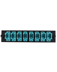 FIS SC 8-Pack Plate MM 50um OM3 Aqua w/Black Plate