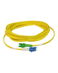 FIS Fiber Optic Patch Cable, LC/APC to LC/UPC, 7 meters, 3.0mm, Duplex Singlemode | Riser, Corning® Ultra Fiber