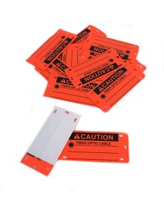FIS Fiber Optic Cable Marking Tie On Warning Label with Self Laminating Flap Economy 3-7/8" x 1-3/4" (20 Pack)   