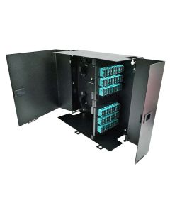 FIS Wall Mount Enclosure 8 Panel Deluxe Loaded with 8 Duplex SC OM3 Plates & Splice Trays Black