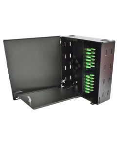 FIS Wall Mount Enclosure 4 Panel Economy Loaded with LC/APC Plates/Trays - Black