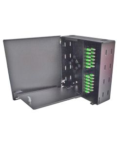 FIS Wall Mount Enclosure 2 Panel Deluxe Loaded with 2 Duplex SC/UPC Plates & Splice Trays Black
