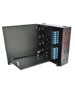 FIS Wall Mount Enclosure 4 Panel Economy Loaded with LC/UPC Plates/Trays - Black