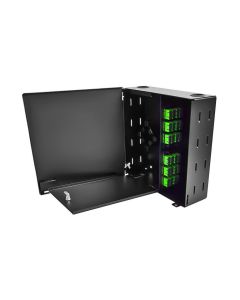 FIS Wall Mount Enclosure 4 Panel Economy Loaded with SC/APC Plates/Trays Black