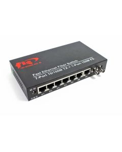 FIS Media Switch ST Multimode (1) Fiber Port & (7) 10/100 Twisted Pair Ports 8-Port