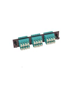FIS LC Quad 6 Pack(Aqua) 10 Gig 24 Fiber Adapter Plate Black