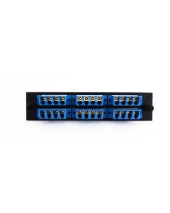 FIS Adapter Plate 6-Pack LC Quad Singlemode Blue Adapters Loaded (24 Fibers) Black