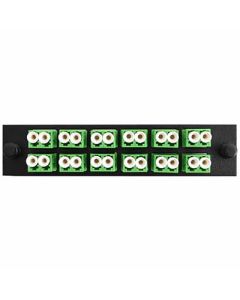 FIS Adapter Plate 12-Pack LC Duplex Singlemode APC Green Adapters Loaded (24 Fibers) Black