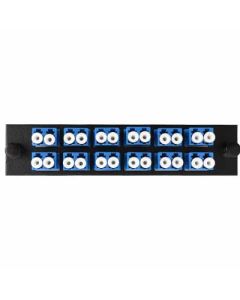 FIS Adapter Plate 12-Pack LC Duplex Singlemode Blue Adapters Loaded (24 Fibers) Black