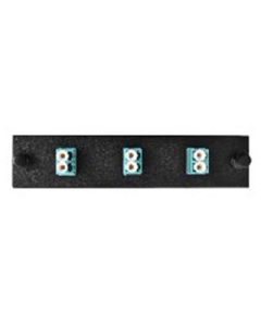 FIS Adapter Plate 3-Pack LC Duplex Multimode Aqua Adapters Loaded (6 Fibers) Black