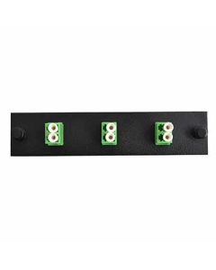 FIS Adapter Plate 3-Pack LC Duplex Singlemode APC Green Adapters Loaded (6 Fibers) Black