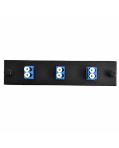 FIS Adapter Plate 3-Pack LC Duplex Singlemode UPC Blue Adapters Loaded (6 Fibers) Black
