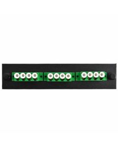 FIS Adapter Plate 3-Pack LC Quad Singlemode APC Green Adapters Loaded (12 Fibers) Black