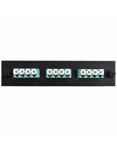 FIS Adapter Plate 3-Pack LC Quad Singlemode APC Green Adapters Loaded (12 Fibers) Off White