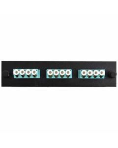 FIS Adapter Plate 3-Pack LC Quad Multimode (OM3) Aqua Adapters Loaded (12 Fibers) Black