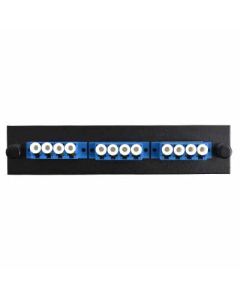 FIS Adapter Plate 3-Pack LC Quad Singlemode UPC Blue Adapters Loaded (12 Fibers) Black