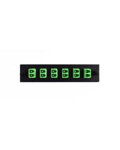 FIS Adapter Plate 6-Pack LC Duplex Singlemode APC Green Adapters Loaded (12 Fibers) Black