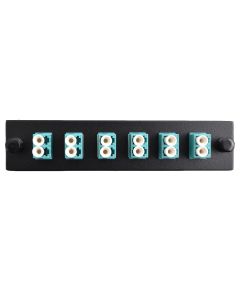 FIS LC Duplex 6 Pack Plate Loaded with Aqua OM3 MM Adapters Black
