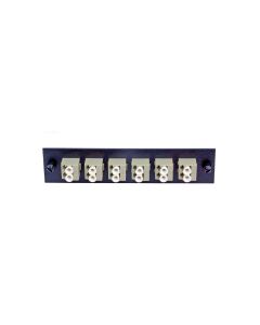 FIS Adapter Plate 6-Pack LC Duplex Multimode Square Adapters Beige Adapters Loaded (12 Fibers) Black