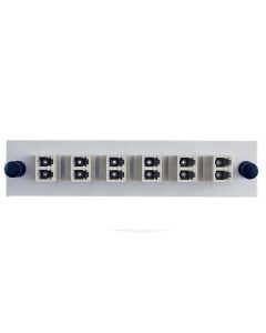 FIS Adapter Plate 6-Pack LC Duplex Multimode Square Adapters Beige Adapters Loaded (12 Fibers) Off White