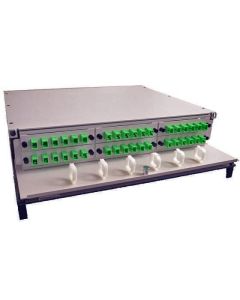 FIS Patch Panel 2RU Holds (6) Adapter Plates Lexan Front Door Unloaded Off White