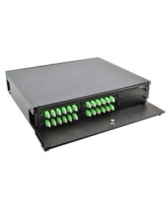 FIS 2RU Rack Mount w/4 LC/APC & 2 Blank Plates/Trays-Black