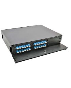 FIS 2RU Rack Mount w/4 LC/UPC & 2 blanks Plates & Trays-Black
