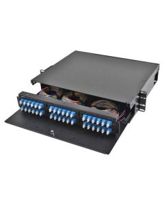 FIS Rack Mount Enclosure 2RU Loaded with 6 LC/PC OM3 Plates & Splice Trays