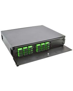 FIS 2RU Rack Mount w/4 SC/APC & 2 Blank Plates/Trays-Black