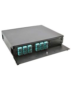 FIS 2RU Rack Mount w/4 SC/PC OM3/2 Blank Plates/Trays-Black