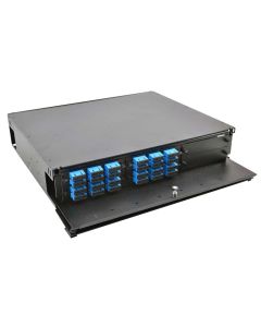 FIS 2RU Rack Mount w/4 SC/UPC & 2 blanks Plates & Trays-Black