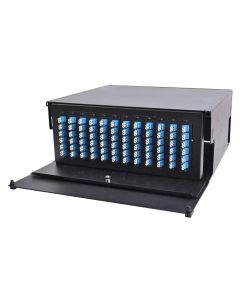 FIS Rack Mount Enclosure 4RU Loaded with 12 Duplex LC/UPC Plates & Splice Trays Black