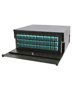 FIS Rack Mount Enclosure 4RU Loaded with 12 Duplex SC OM3 Plates & Splice Trays Black