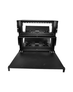 FIS Patch Panel 8RU Holds (24) Adapter Plates Lexan Front Door Unloaded Black