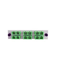 FIS Adapter Plate 6-Pack SC Duplex Singlemode APC Green Adapters Loaded (12 Fibers) Off White