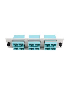 FIS Adapter Plate 6-Pack SC Duplex Multimode (OM3) Aqua Adapters Loaded (12 Fibers) Off White