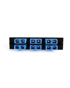 FIS Adapter Plate 6-Pack SC Duplex Singlemode Blue Adapters Loaded (12 Fibers) Black