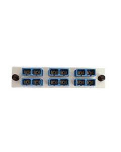 FIS Adapter Plate 6-Pack SC Duplex Singlemode Blue Adapters Loaded (12 Fibers) Off White