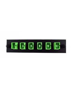 FIS Adapter Plate 6-Pack SC Singlemode APC Green Adapters Loaded Black