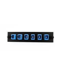 FIS Adapter Plate 6-Pack SC Singlemode Blue Adapters Loaded Black
